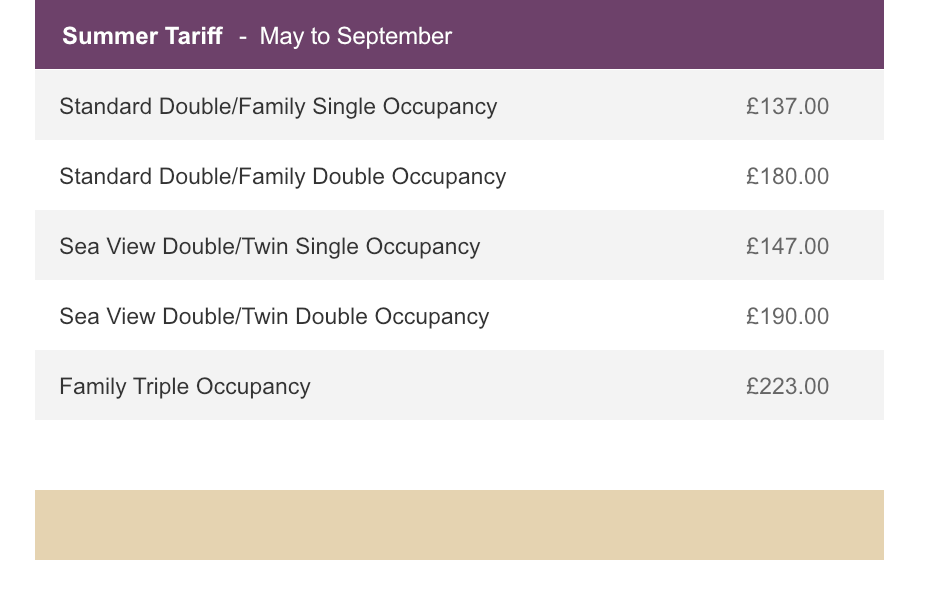 Summer tariff.