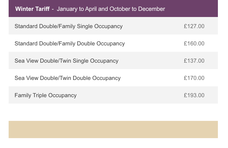 Winter tariff.