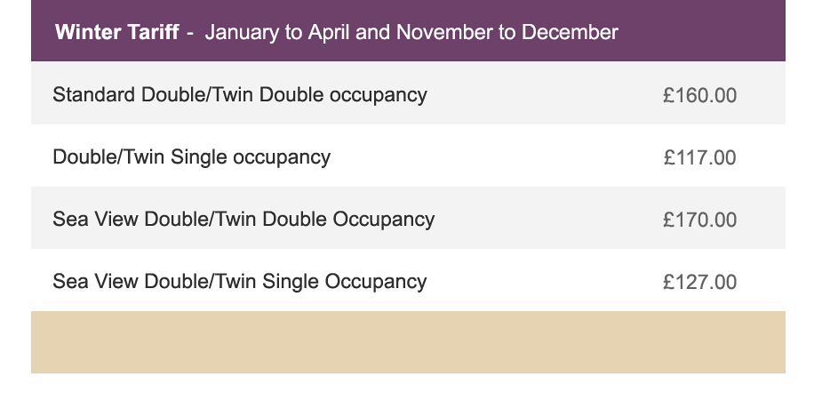 Winter tariff.